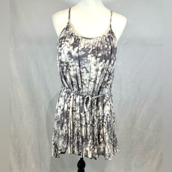 Fate gray and white cloud tie dye rope tie mini swing dress size small - Picture 3 of 7